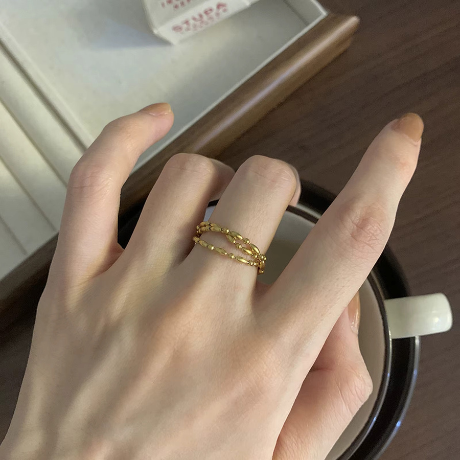 Meaeguet Kettenring, Edelstahl, 18 Karat vergoldet, Damen - Bild 3