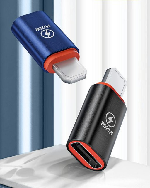 OTG-Adapter für iOS Lightning auf USB-C mit 20W Schnellladefunktion PD, Schwarz - Bild 1