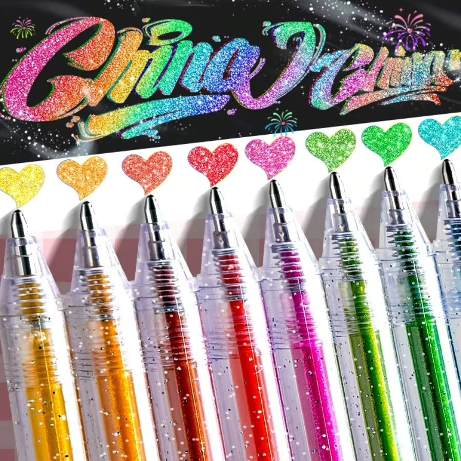 Glitzernde Gelstifte Set mit 18 Farben in Multicolour, metallische Glitzerstifte zum Malen und Gestalten für Erwachsene - Bild 2