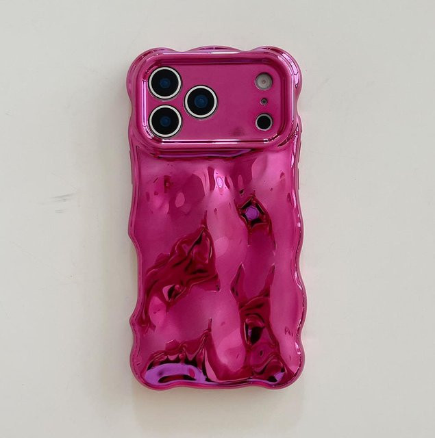 Stoßfeste Handyhülle von ianliyao mit 3D-Blasenwellenmuster für iPhone 17, 16, 15, 14, 13, 12, 11 Pro Max und 17Air in Pink - Bild 1