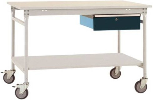 Manuflex BB5331.7016 Komplett-Beistelltisch BASIS mobil mit Melamin-Platte und Einzelschubfach, Anthrazit, B/T/H: 100 x 80 x 85 cm - Bild 1
