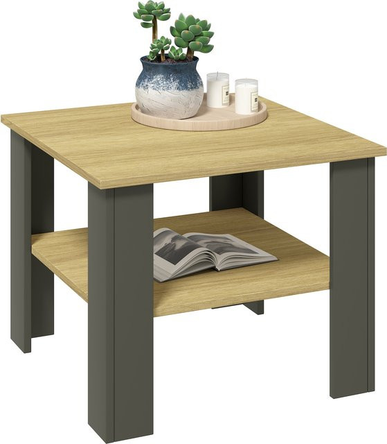 VCM Holz Beistelltisch in Braun, quadratischer Couchtisch für dein Wohnzimmer, H x B x T: 44 x 55 x 55 cm - Bild 1