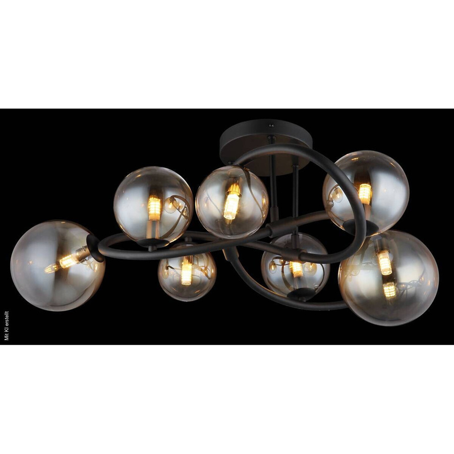 Globo Lighting LED-Deckenleuchte in Schwarz und Amber aus Glas und Metall, Höhe: 30 cm, Durchmesser: 62 cm - Bild 2