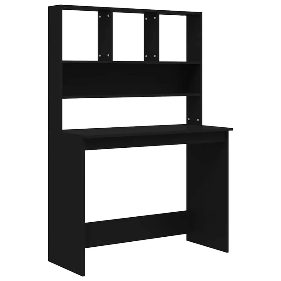 vidaXL Schreibtisch mit Regal in Schwarz aus Holzwerkstoff, B/T/H: 102 x 45 x 148 cm - Bild 2