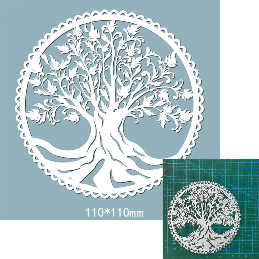 Metall Schneidwerkzeug und Prägeschablone in Form von Blumen und Bäumen für Scrapbooking und Bastelarbeiten, Silber - Bild 2
