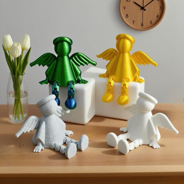 JETTING Engelskulptur in Gold, bewegliche 3D-gedruckte Actionfigur als Deko-Ornament für Garten, Heim oder Desktop - Bild 1