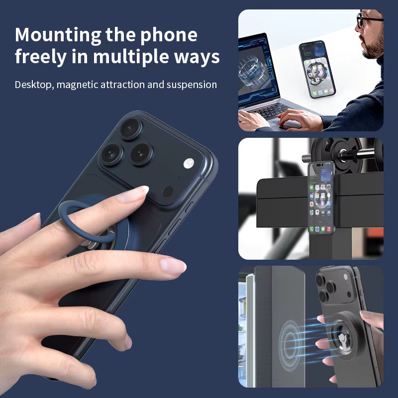 QGhappy MagSafe Handyhalter Doppelseitiger Magnetischer Handyring-Ständer in Weiß für iPhone und Samsung - Bild 3