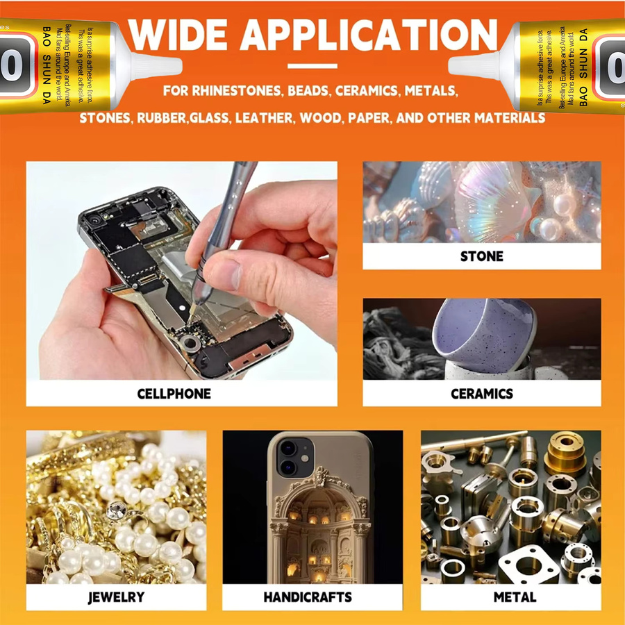 B7000 E8000 Sekundenkleber transparent für Mobiltelefon-Reparaturen, Schmuck, Spielzeug und Modelle zur Verwendung auf Metall, Kunststoff und Glas - Bild 3