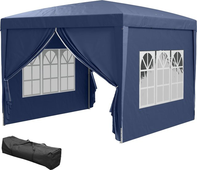 Outsunny Pavillon Blau mit 4 Seitenwänden und Fenstern aus Stahl und Oxford-Gewebe, B/T/H: 300 x 300 x 295 cm - Bild 1