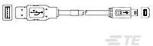 TE Connectivity USB-Kabel mit USB-A Stecker und USB-B Buchse, Schwarz, Länge: 1,80 m, 1487596-3 - Bild 1
