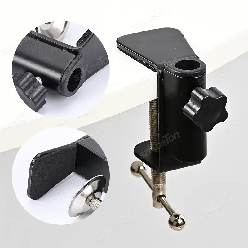 SZKOSTON C-Form Schreibtisch-Klemmhalterung in Schwarz für Mikrofon, Boom Arm oder Tischleuchten - Bild 3