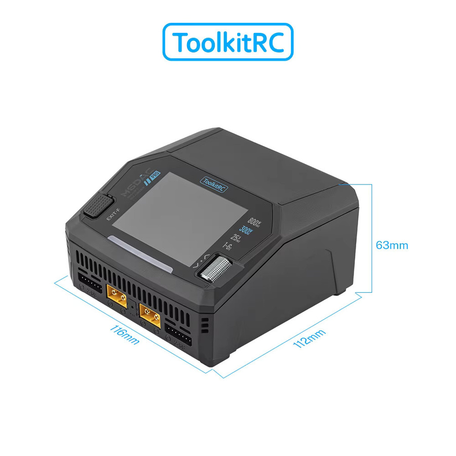 ToolkitRC M6DAC PRO Intelligentes Dual-Kanal Ladegerät AC 200W DC 800W für LiPo LiHV Akkus in Schwarz - Bild 2