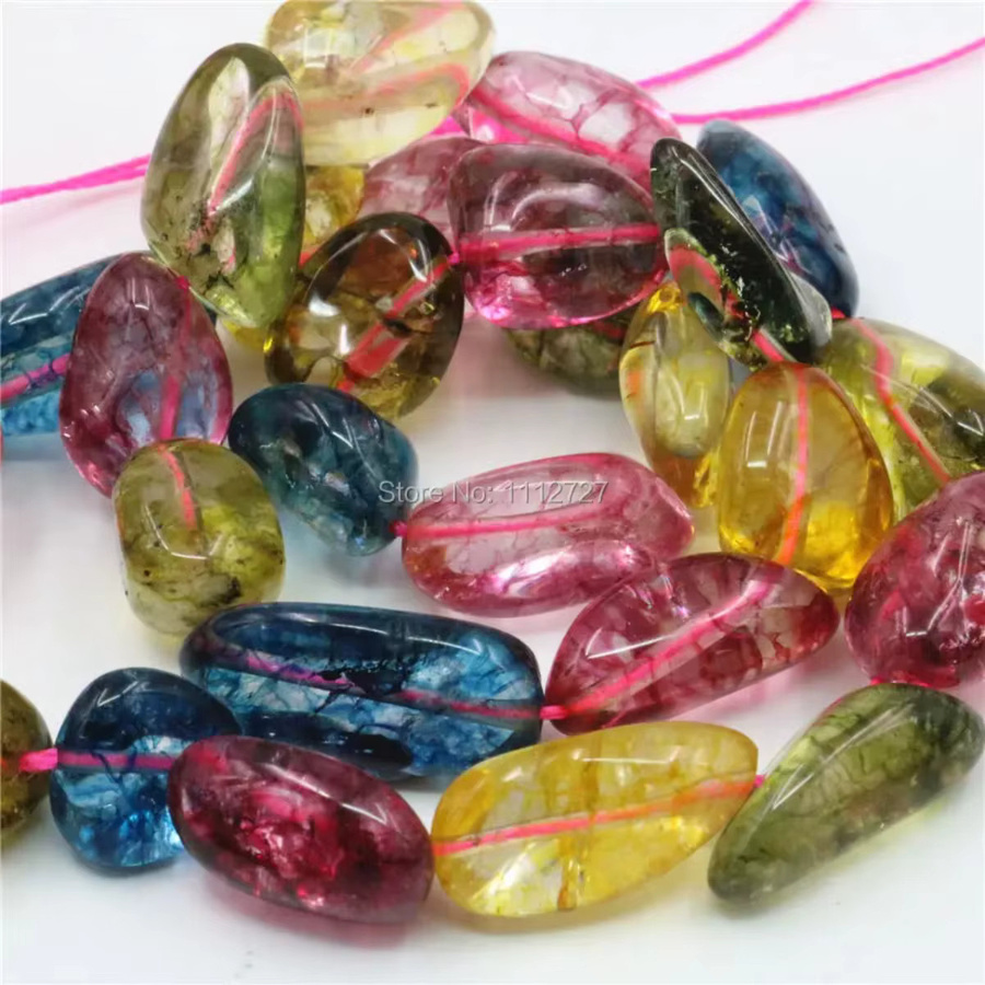 YOUCAIHUA JEWELRY Perlen, mehrfarbiger Kristall, unregelmäßiger Turmalin, 8–12 mm, Mädchen - Bild 3