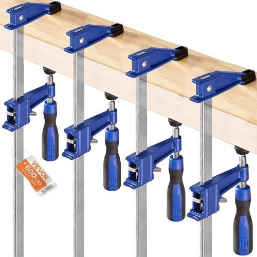VEVOR Stangenklemmen Set 4 Stück für Holz- und Metallbearbeitung, F-Klemmen aus Stahl in Schwarz und Blau, Öffnung: 101,5 cm, Tiefe: 6,35 cm - Bild 1