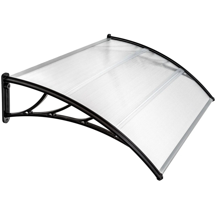 Tectake Vordach in Bogenform aus Polycarbonat, wetterfest, transparent/schwarz, B/T/H: 120 x 93 x 0,5 cm - Bild 1