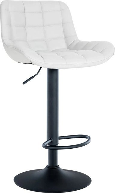 DELUKE Barhocker CARAM Höhenverstellbarer Barstuhl aus Kunstleder in Weiß mit Lehne und 360 Grad Drehbarkeit B/T/H: 48 x 54 x 81 cm - Bild 1