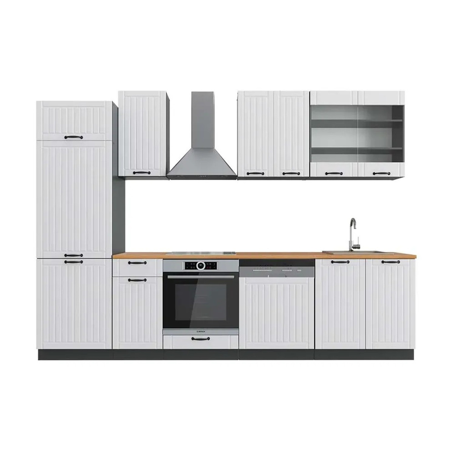 Vicco Fame-Line Küchenzeile Landhausstil in Weiß und Anthrazit mit Eiche-Optik, Breite: 300 cm - Bild 2