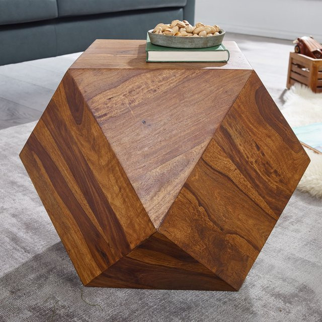 FineBuy Couchtisch aus Massivholz in Braun, B/T/H: 57 x 42,5 x 57 cm - Bild 1