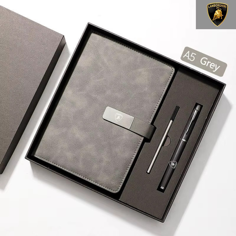 Lamborghini Luxus-Business-Notizbuch mit Signaturstift in Schwarz und Grau für Damen und Herren - Bild 1