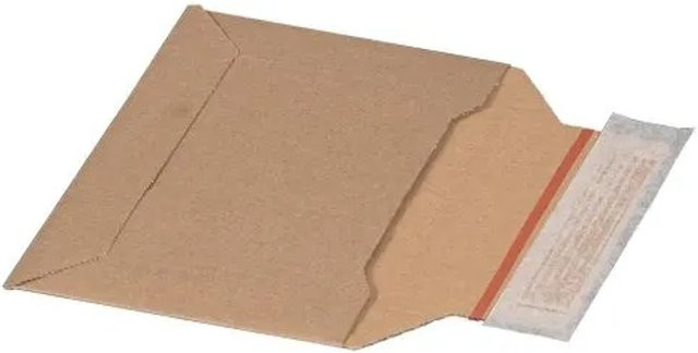 PROREGAL Versandtaschen aus Wellpappe mit Selbstklebeverschluss und Aufreißfaden, Braun, 100 Stück, B: 120 mm, H: 177 mm, T: 48 mm - Bild 1