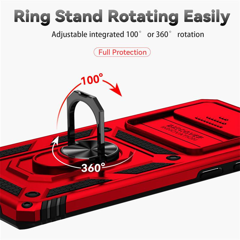 Samsung Galaxy S10 S10 Plus Schutzhülle mit Kamera-Schiebeabdeckung und magnetischem Ringhalter in Rot - Bild 4