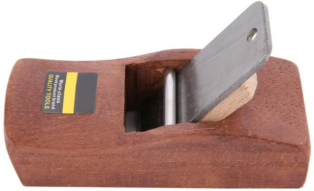 Holzhandhobel für die Holzbearbeitung in Grau und Braun mit Messingdetails, Breite: 11 cm - Bild 1