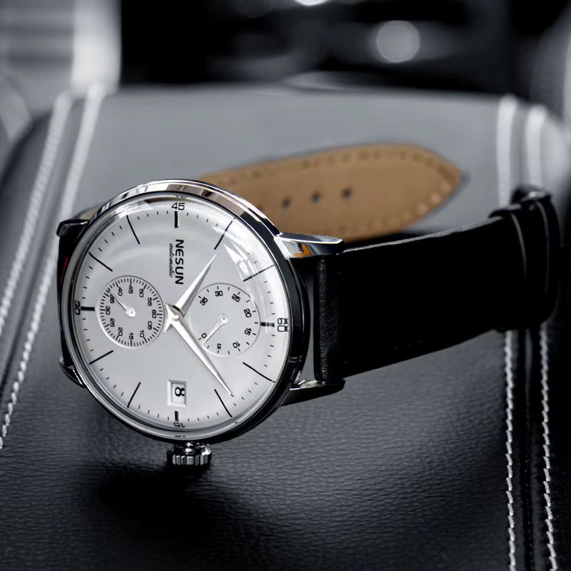 NESUN Armbanduhr Automatik, Edelstahl, Lederband, Saphirglas, Herren - Bild 3