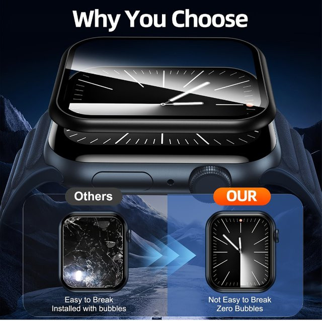 PEO Schutzfolie für Apple Watch Serie 11 10 9 8 7 SE Ultra – Gebogene Displayschutzfolie, transparent, Unisex - Bild 1