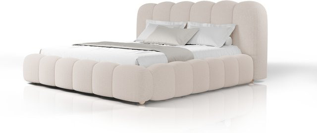 Juskys Polsterbett Catania mit Bouclé-Bezug in Beige, B/T/H: 180 x 200 x 98 cm - Bild 1