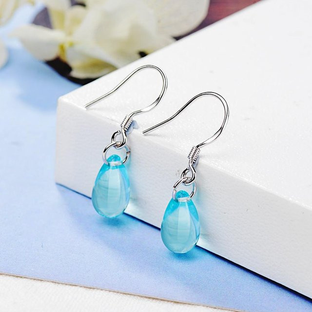 Ohrringe 925 Silber, Blauer Kristall, Damen - Bild 1