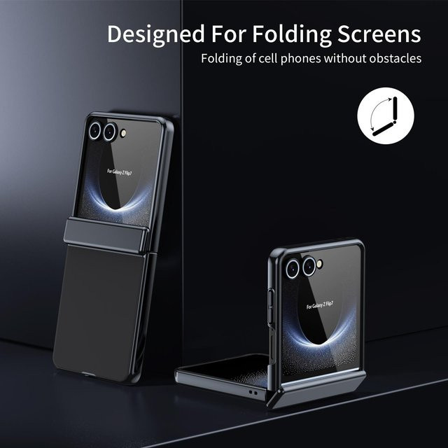 Samsung Galaxy Z Flip 7 6 5 4 3 Schutzhülle mit AG Matt Vakuum-Beschichtung und Vollschutzglas inklusive Frontfolie in Schwarz - Bild 1