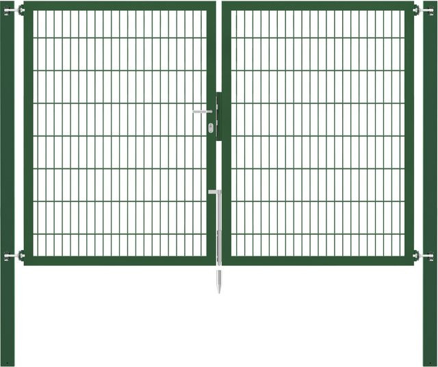 Doppeltor Flexo Plus in Grün aus Stahl mit Pfosten, Breite: 250 cm, Höhe: 160 cm, Pfostenmaße: 80 x 80 cm - Bild 1