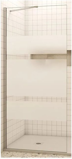 Duschparadies Walk In Duschabtrennung mit Seitenwand und Stabilisator, Glas 6mm, Nano-Beschichtung, Satiniert mit Streifen, Hochglanz Verchromt, B: 110 cm, H: 190 cm - Bild 1