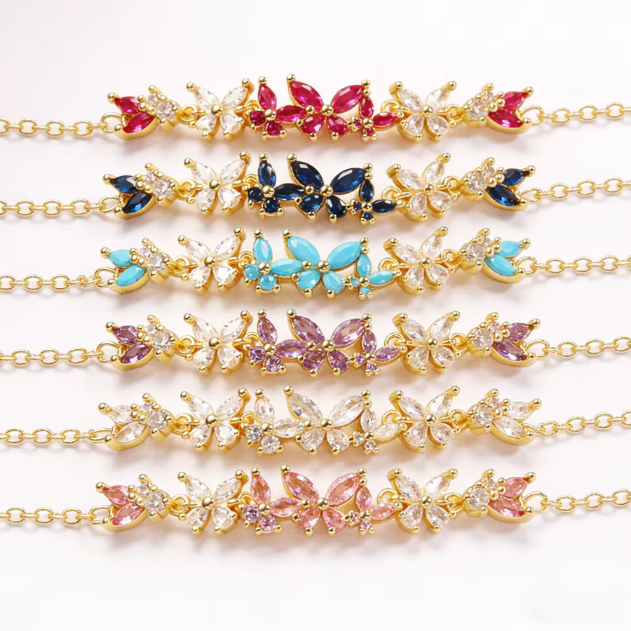 YUYAN Armband, Schmetterling, Zirkon, Türkis, Lila, Damen, Mädchen - Bild 2