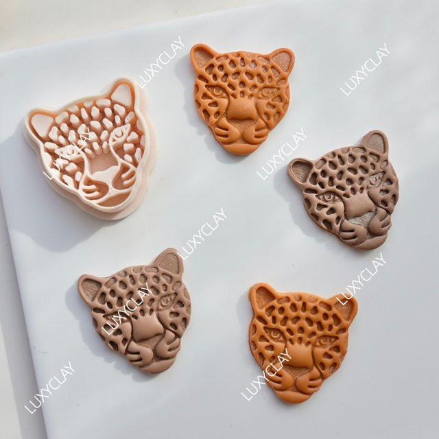 Tonstempelform Jaguar und Leopardenmuster für die Schmuckherstellung von Anhängern, Halsketten und Ohrringen - Bild 1