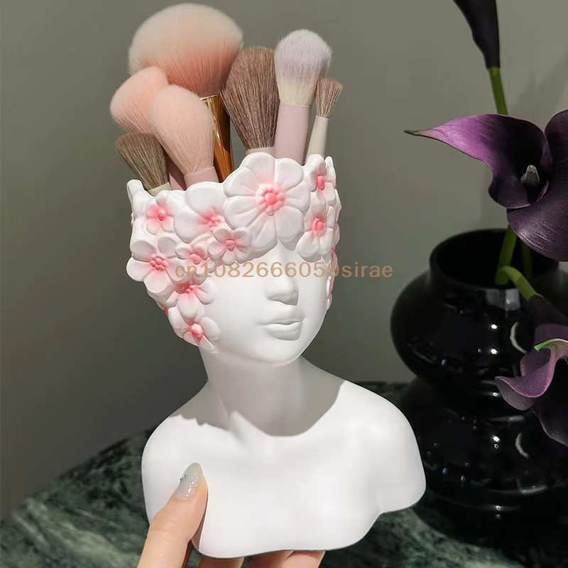 KuZHEN Aufbewahrungshalter in Form eines menschlichen Körpers, weißer Organizer aus Kunststoff und Resin für Make-up-Pinsel und Büroartikel - Bild 2