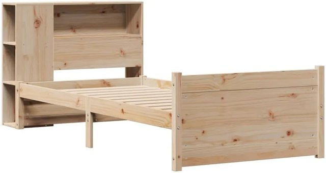 vidaXL Bücherregalbett aus Massivholz Kiefer in rustikalem Design, Breite: 75 cm, Länge: 190 cm - Bild 1