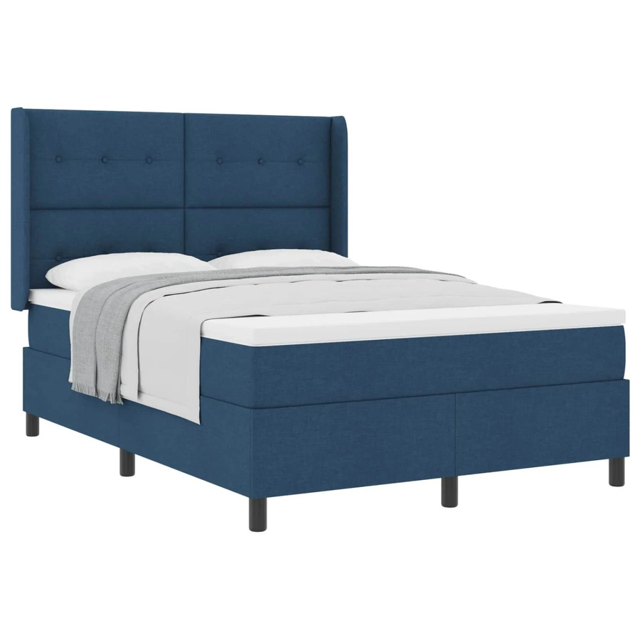 vidaXL Boxspringbett mit Matratze und Kopfteil in Blau, Breite: 140 cm, Tiefe: 190 cm - Bild 2