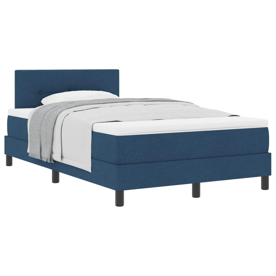 vidaXL Boxspringbett mit Matratze und Kopfteil in Blau, Hybrid-Design mit Taschenfederkern, B/T: 120 x 200 cm - Bild 2