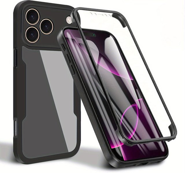 Stoßfeste 360-Grad Ganzkörper-Schutzhülle für iPhone Modelle in Schwarz von ZEKS - Bild 1