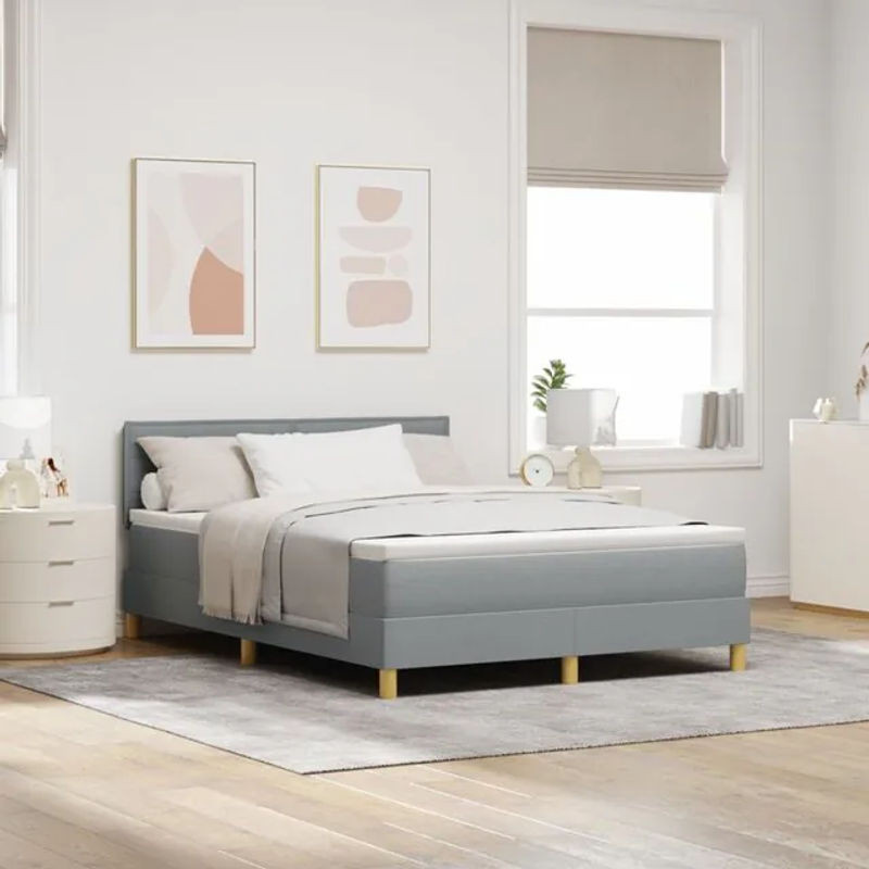 Modernes Boxspringbett mit Matratze von vidaXL in Grau aus Stoff, B/T/H: 190 x 140 cm - Bild 1