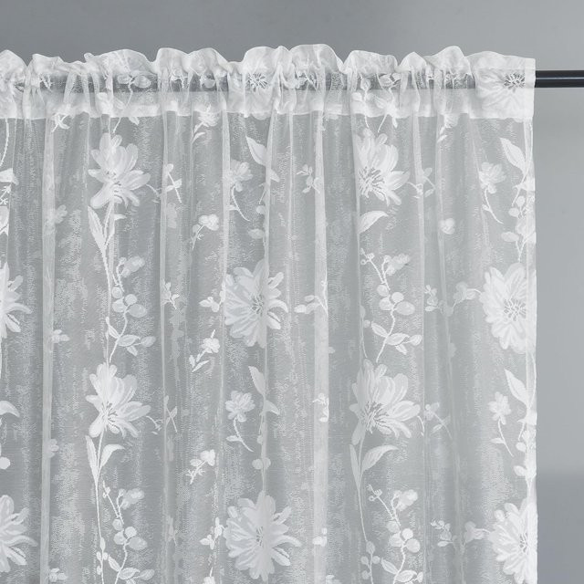 CENTURyMiG Vintage-Spitzenvorhang mit floralem Muster in Weiß, transparent, B: 132 cm, H: 183 cm - Bild 1