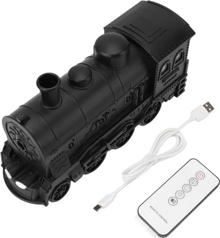 Neoglint Aromatherapie Diffusor und Luftbefeuchter in Zugform mit bunten LED-Leuchten und Fernbedienung, Schwarz - Bild 1