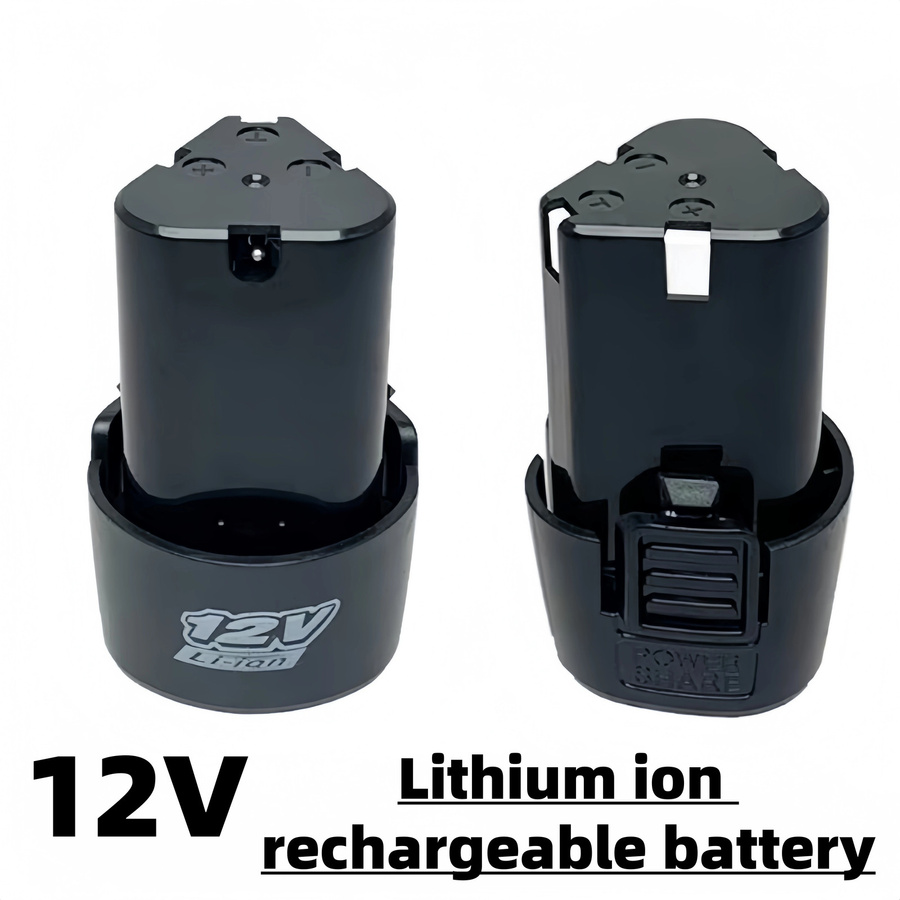 Wiederaufladbare 12V 4000mAh Lithium-Ionen-Batterie mit Ladegerät für Elektroschrauber und Bohrmaschinen, schwarzer 18650 Akku-Satz - Bild 4