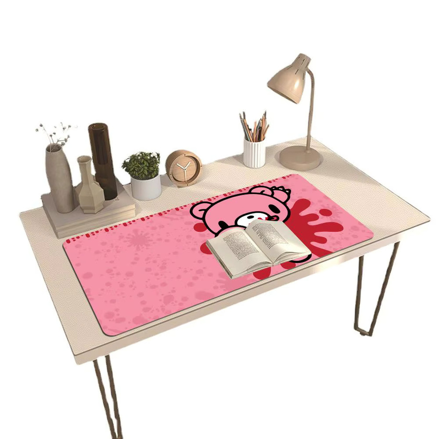 Potdemiel Mauspad Cartoon G-Gloomy B-Bear-S rutschfeste Gummi-Schreibtischunterlage für Gamer und Büro in Schwarz und Pink - Bild 3