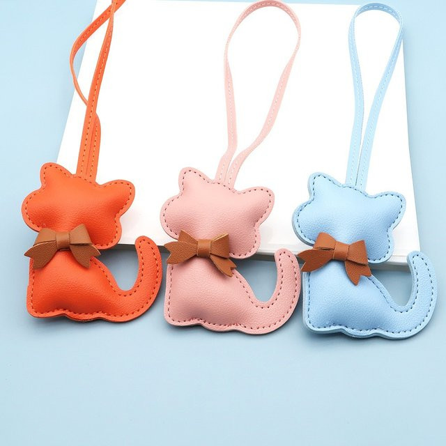 JPXB Taschenanhänger Kätzchen, PU-Leder, Schleife, Damen - Bild 1