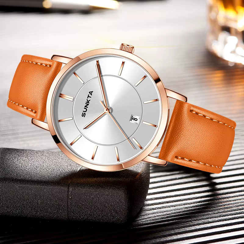 LIGE Armbanduhr Quarz, Leder, Roségold, Herren - Bild 2