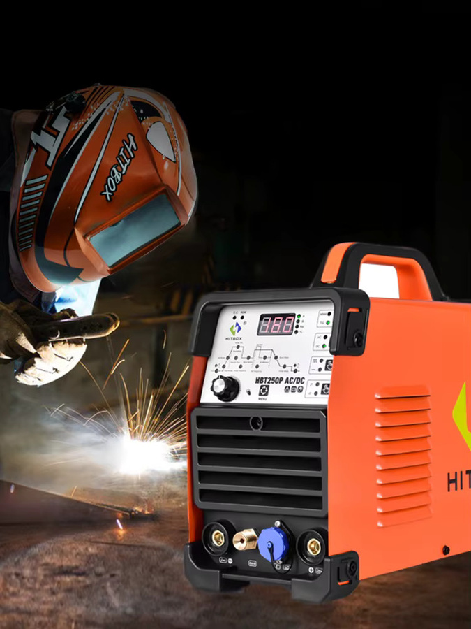 HITBOX HBT250P AC/DC Aluminium WIG-Schweißgerät mit HF, Pulse, MMA/ARC Stick und IGBT Inverter, Farbe: Orange - Bild 1