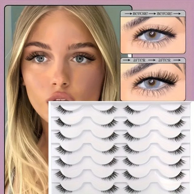 JIEFUXIN Künstliche Wimpern, 14 Paar, natürlich, Unisex - Bild 1