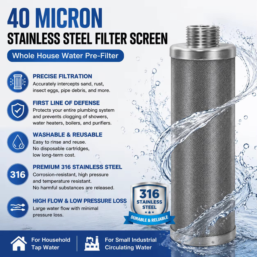 YANKE Brunnenwasserfilter für den Haushalt aus Edelstahl 304 in Silber mit Rückspülfunktion und hohem Durchfluss - Bild 3